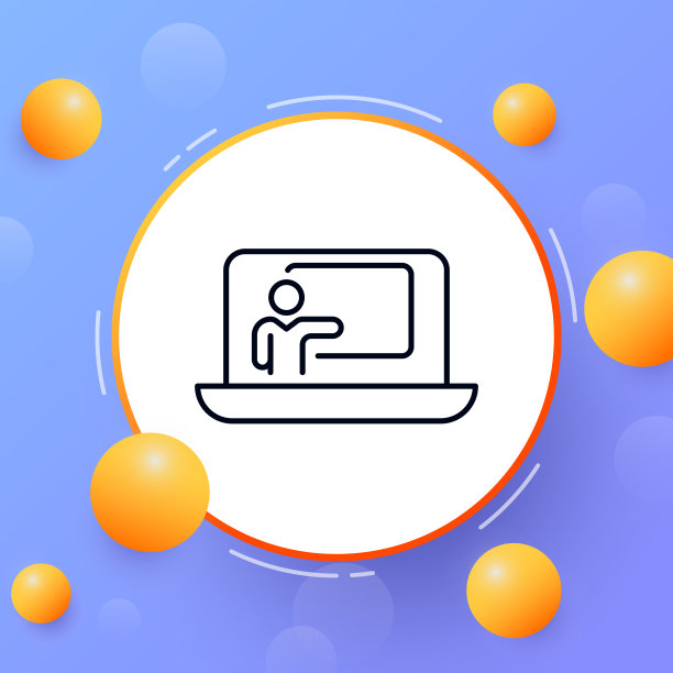 在线演示线图标。演讲，公开，报告，笔记本电脑与在线会议，讲师，讲座，远程工作，远程学习。经营理念。矢量线图标广告图片下载