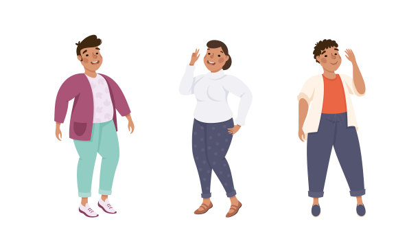 还有身材高大的男人和女人站着微笑图片下载