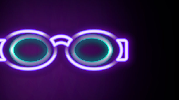 发光的霓虹灯线眼镜游泳图标图片下载
