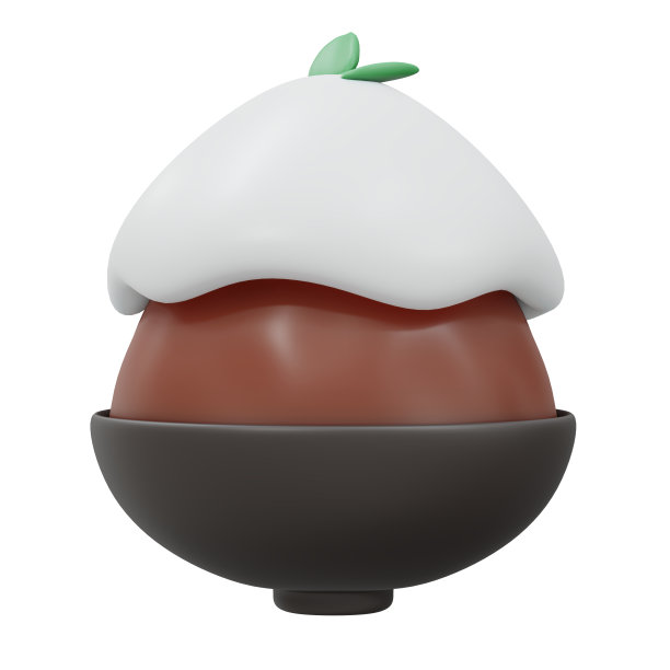 3D渲染的巧克力冰素，白色顶部的刨冰孤立在白色上。3d渲染卡通风格。图片下载