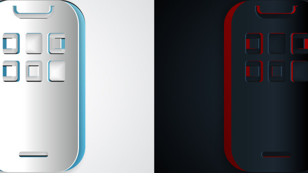 剪纸手机应用程序图标孤立在灰色和图片下载