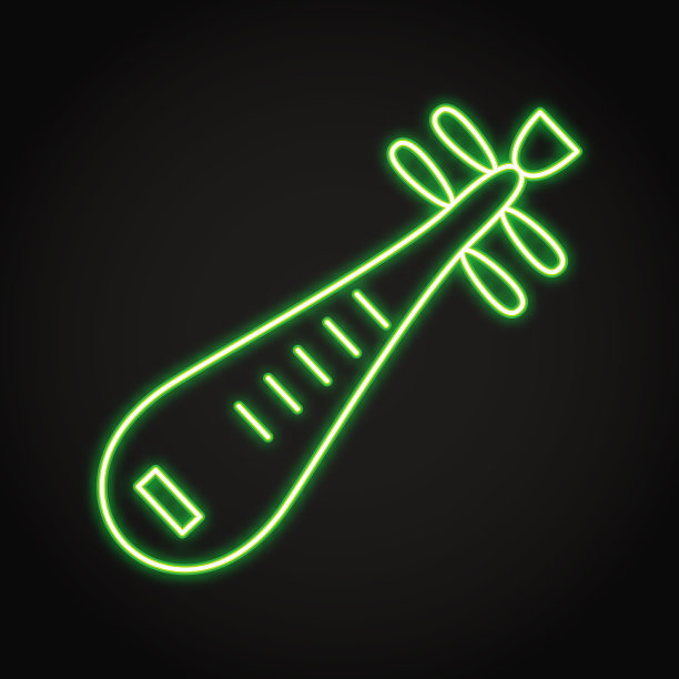 琵琶乐器霓虹图标图片下载