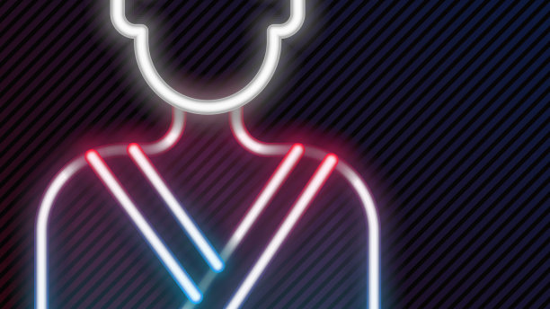 发光的霓虹灯线男人在桑拿icon孤立图片下载