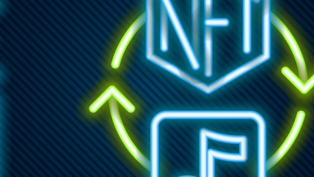 发光的霓虹灯线NFT数字加密艺术图标图片下载