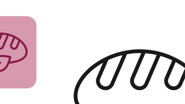 黑色线素食面包面包图标孤立在白色图片下载