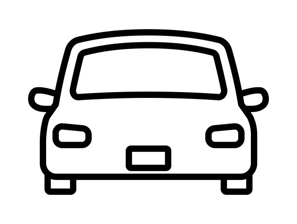 汽车隔离矢量图标从前视图。图片下载