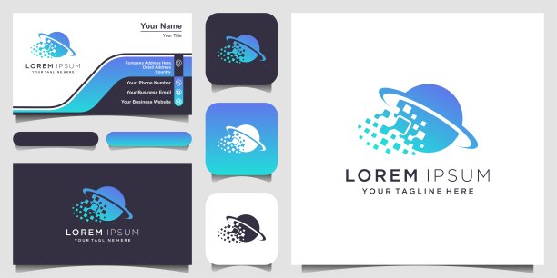 数字世界符号设计模板。像素结合全球科技元素。图片下载