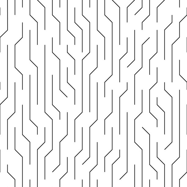 无缝矢量黑白高科技图案细线。股票无缝矢量简单线性模式的细黑线孤立在白色背景。图片下载