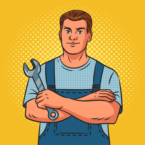汽车修理工管道工扳手波普艺术图片下载