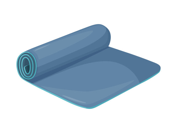 卷瑜伽垫的家庭和健身房锻炼运动图片下载