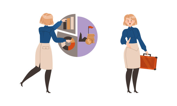 女性办公室员工性格与图表工作图片下载