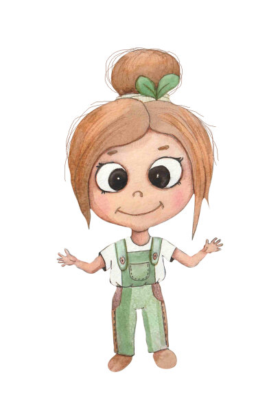 这个角色是一个穿着绿色连体衣的小女孩图片下载