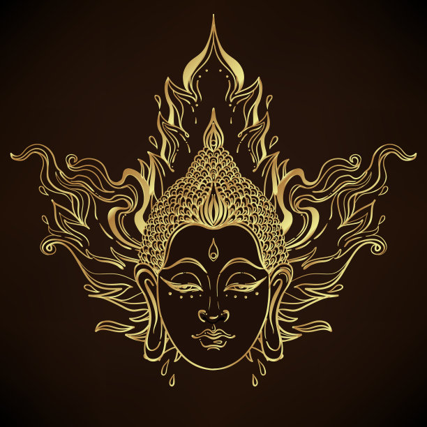 佛面上方有华丽的传统泰国图案图片下载