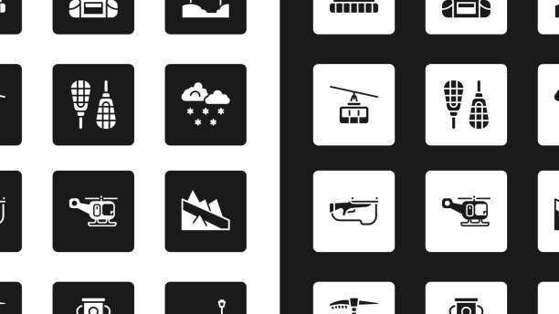 在雪鞋缆车的终点线设置缎带图片下载