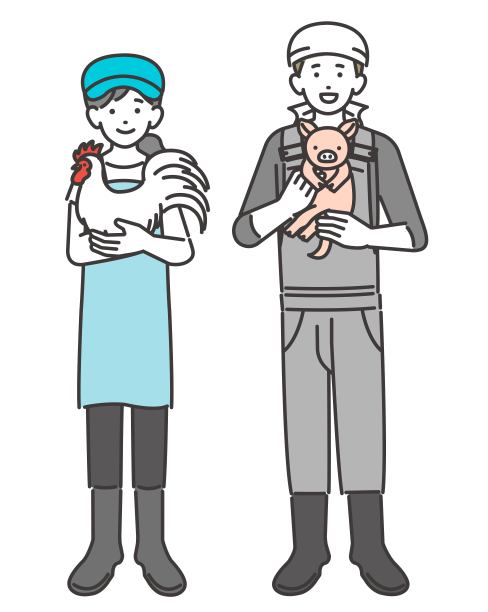 饲养仔猪和鸡的养殖户/养猪场/养殖户/家禽养殖场/奶牛养殖场的矢量插图材料图片下载