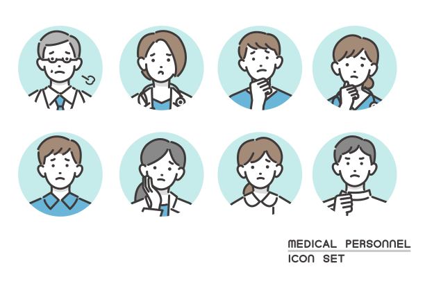 简单易用的福利，矢量插画材料的医务工作者的脸图标/医生/护士图片下载