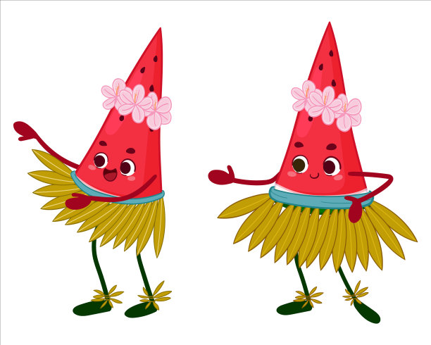 可爱的西瓜字夏天贴纸图片下载