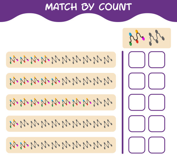 火柴由卡通串灯火柴和计数图片下载