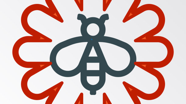 线蜂在花图标孤立在白色图片下载