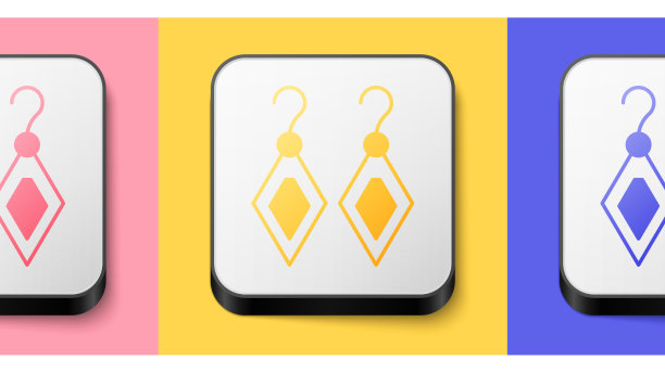 对称耳环图标孤立在粉黄色图片下载