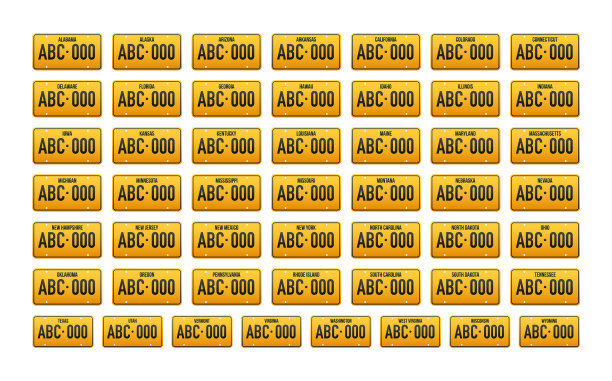 美式道路上的美国牌照图片下载