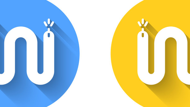 白色电缆图标与长隔离图片下载