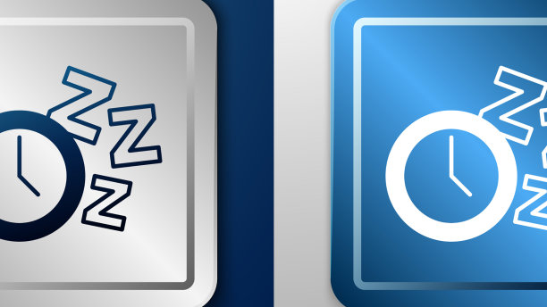 白色闹钟图标隔离在蓝色和灰色上图片下载