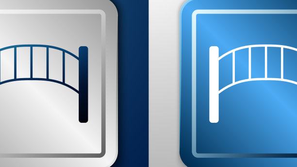 白色操场上的孩子桥图标孤立在蓝色上图片下载