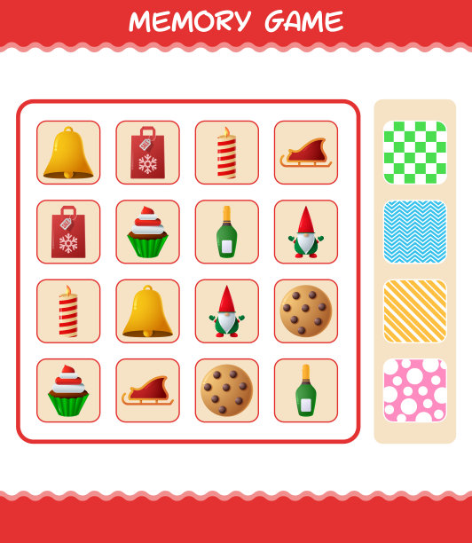 记忆游戏与卡通圣诞学习图片下载