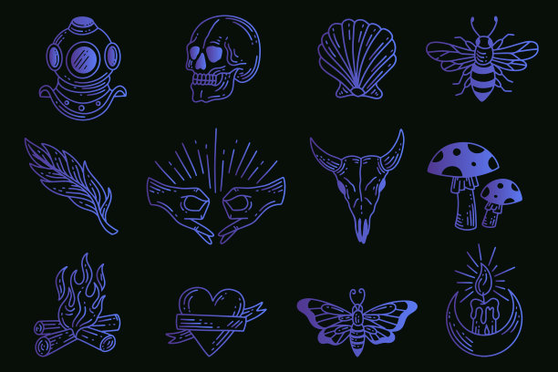 集收集神秘天体剪贴画符号图片下载