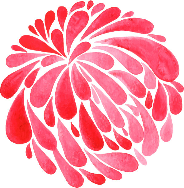 红色菊花水彩画图片下载