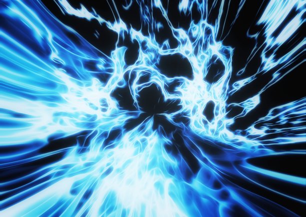 飞溅的蓝色水的3D插图图片下载