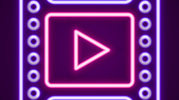 发光的霓虹灯线相机复古胶卷卷图片下载