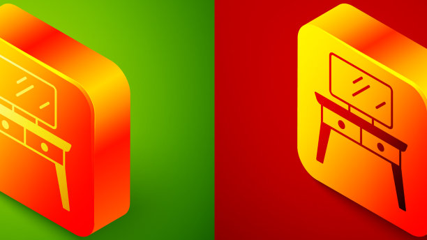 等距梳妆台图标孤立在绿色图片下载