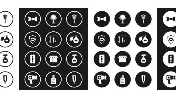 设置梳子理发店与剃刀胡子和图片下载