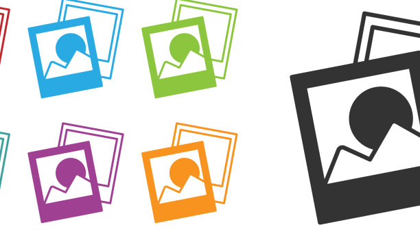 黑色相框图标孤立的白色图片下载