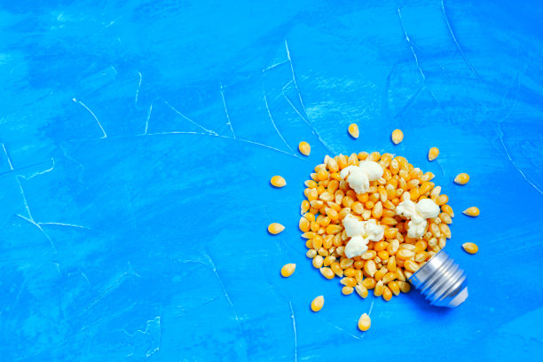 用爆米花粒做成的灯泡符号图片下载