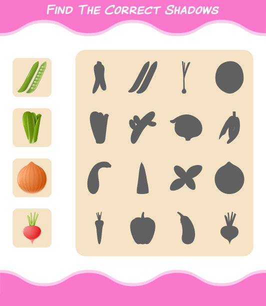 找到卡通蔬菜的正确影子图片下载