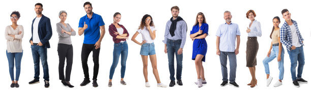 白色背景上的休闲人物手势合集图片下载