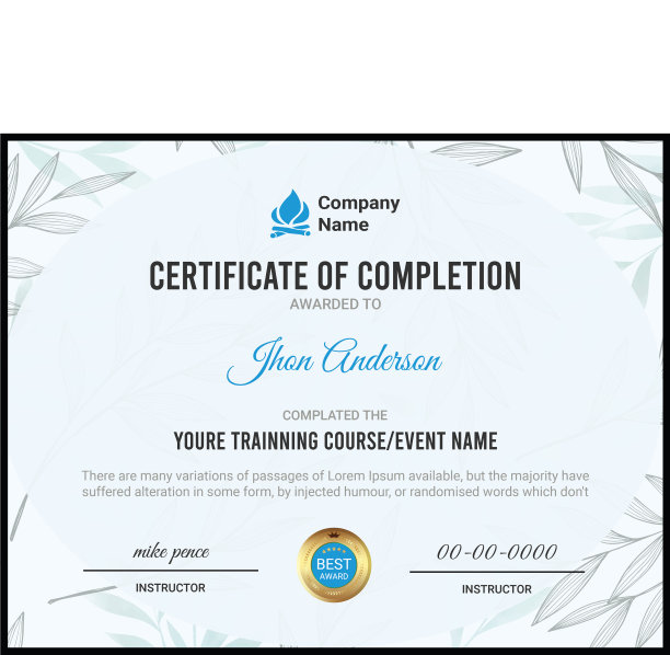 公司活动豪华证书模板图片下载