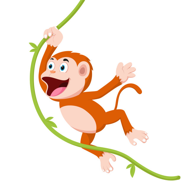 可爱的猴子卡通孤立在白色背景图片下载