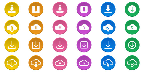 下载按钮行和剪影图标设置图片下载