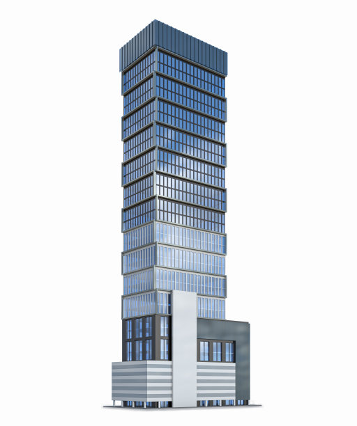 现实的摩天大楼孤立在白色背景。三维演示图片下载