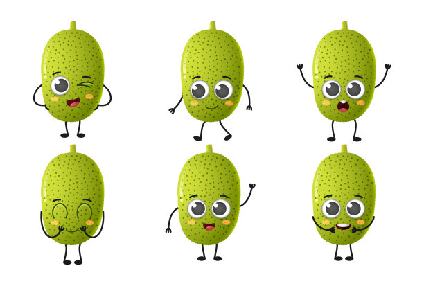 可爱的卡通菠萝蜜角色集图片下载