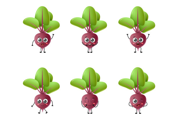 一套可爱的卡通甜菜蔬菜人物集图片下载