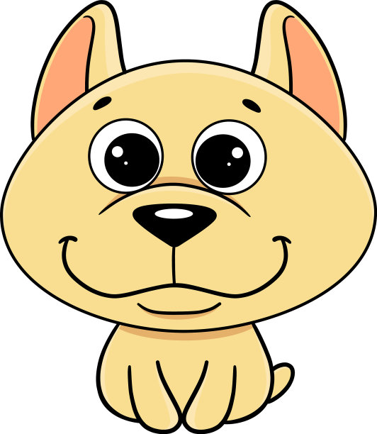 一只淡黄色的卡通法国斗牛犬图片下载
