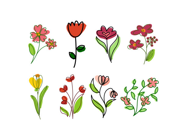 唯美的花卉套装设计图片下载