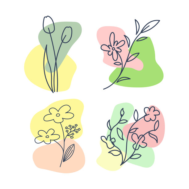 唯美的花卉套装设计图片下载