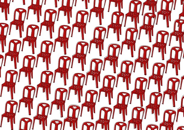 白色背景上的红色塑料椅子图案图片下载