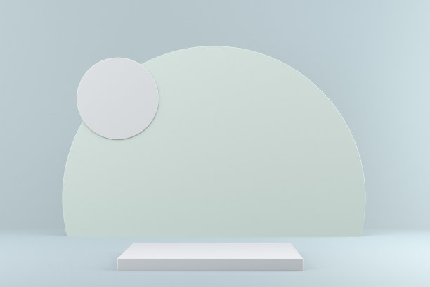 模拟平台，几何抽象组成的产品或广告的蓝色背景。最小3d插图渲染库存照片。图片下载